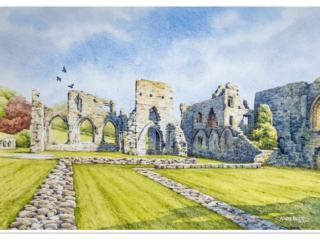 Easby Abbey watercolour painting by Andy Beck