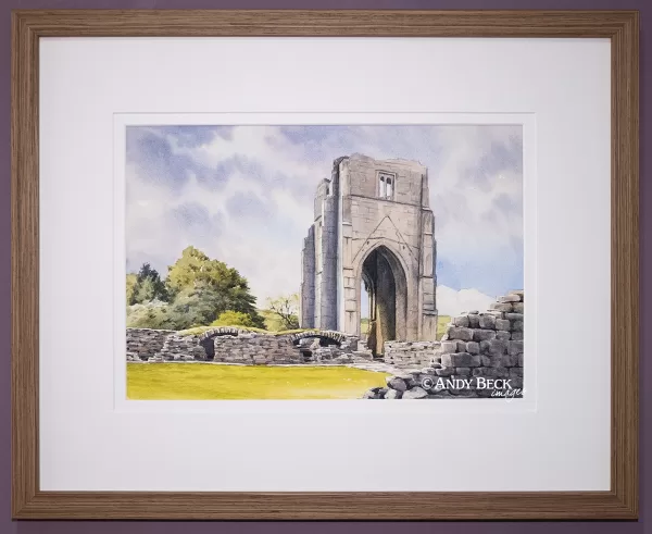 Shap Abbey original watercolour framed by Andy Beck