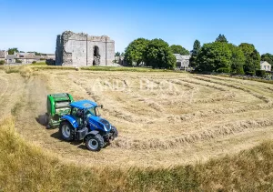 Hay time at Bowes Castle, big baling on the site of the roman fort.