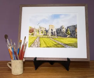 Easby Abbey near Richmond framed limited edition print sample by Andy Beck
