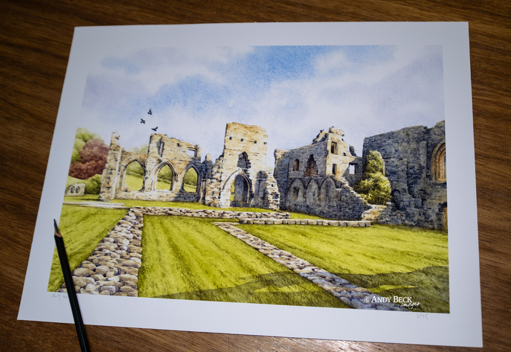 Easby Abbey limited edition print by Andy Beck