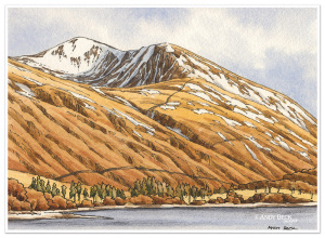 Helvellyn Lower Man across Thirlmere in the Lake District original sketch by Andy Beck