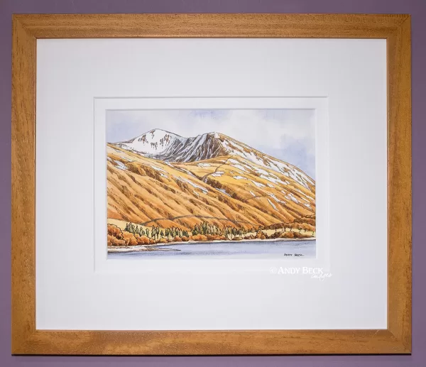 Helvellyn Lower Man across Thirlmere, original sketch by Andy Beck