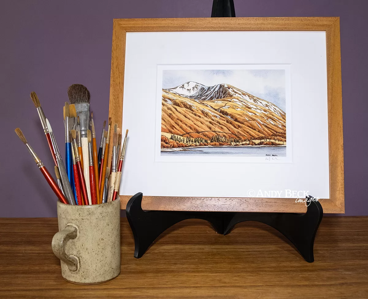 Helvellyn Lower Man across Thirlmere in the Lake District signed print by Andy Beck