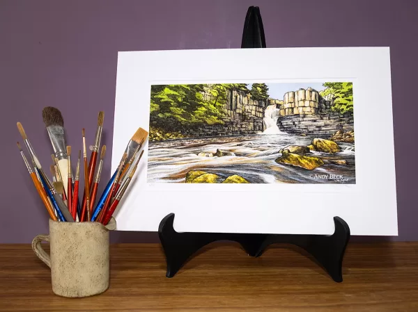 High Force Teesdale limited edition print by Andy Beck mounted sample