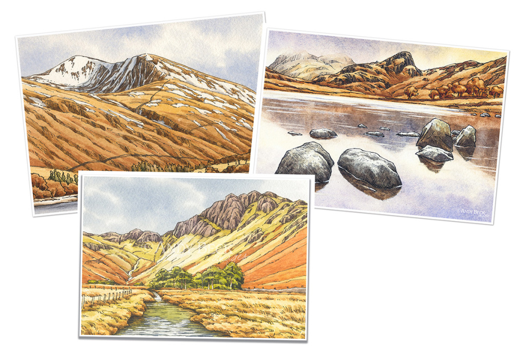 Painting the Wainwrights, samples of Andy Beck's paintings for the Lakeland 365 project.