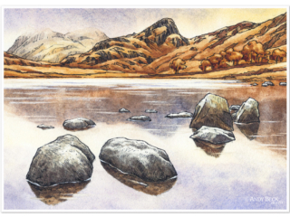 Side Pike and Blea Tarn pen and watercolour sketch by Andy Beck