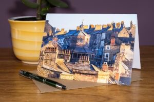 Barnard Castle Rooftops with the Buttermarket in the centre. Teesdale Greeting card