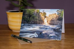 High Force waterfall on the River Tees at Sunrise. Teesdale Greeting card