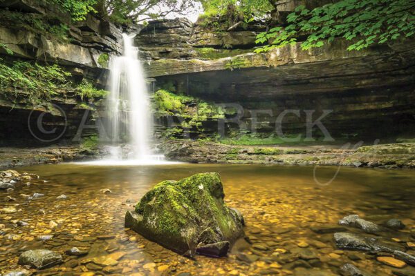 Summerhill Force and Gibson's Cave, Teesdale Greeting card, Waterfall in Teesdale