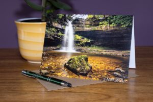 Summerhill Force and Gibson's Cave, Teesdale Greeting card, Waterfall in Teesdale