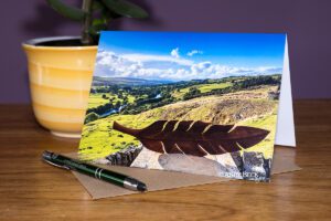 Teesdale from Whistle Crag and the viewmarker with the river Tees in the valley. Teesdale Greeting card