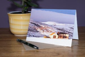 Upper Teesdale Winter, early light on the snowfields of Upper Teesdale. Teesdale greeting card